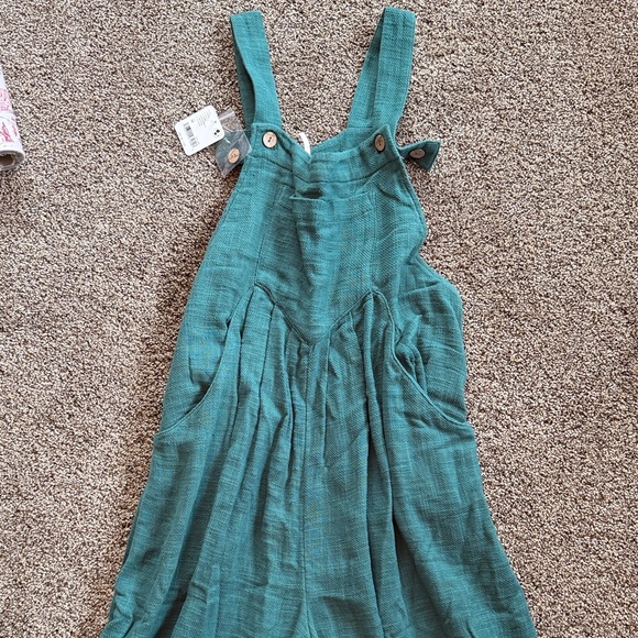 Free People Pants - Free People - Teal Overalls with Pockets